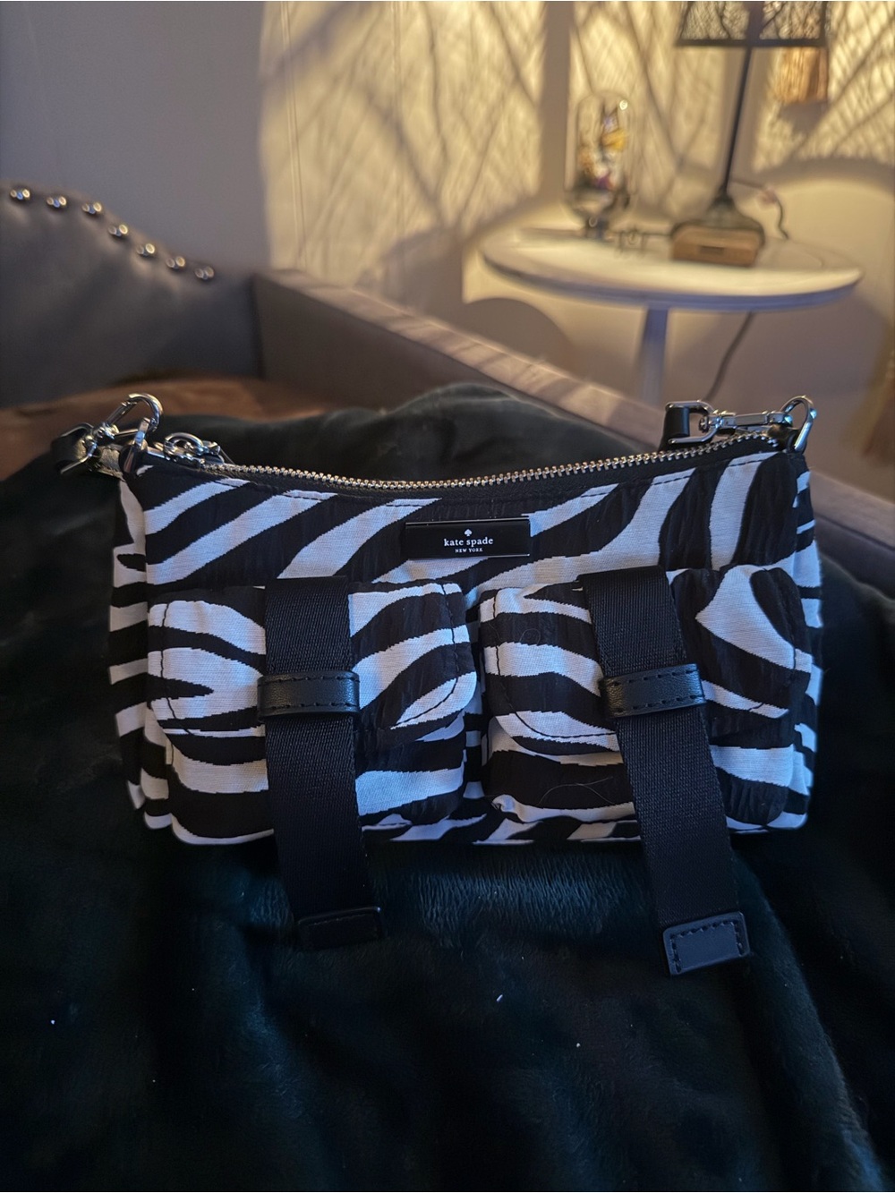 kate spade Black and White Zebra-Print Shoulder Bag